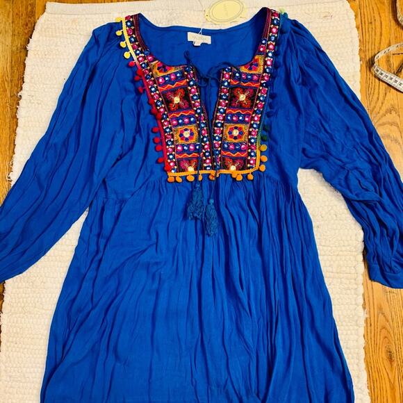 NWT BOHO GYPSY BANJARA EMBROIDERED PEASANT DRESS S - Picture 7 of 13